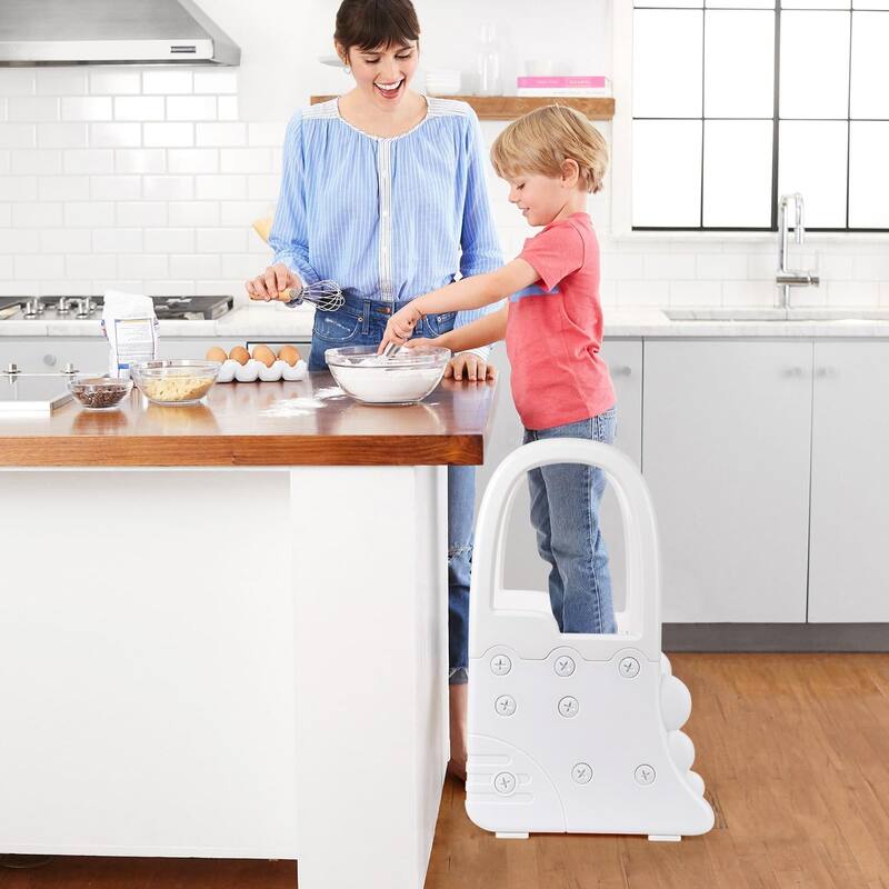 2-Tier Step Stool for Kids, Toddler Step Stool for Bathroom Sink - White