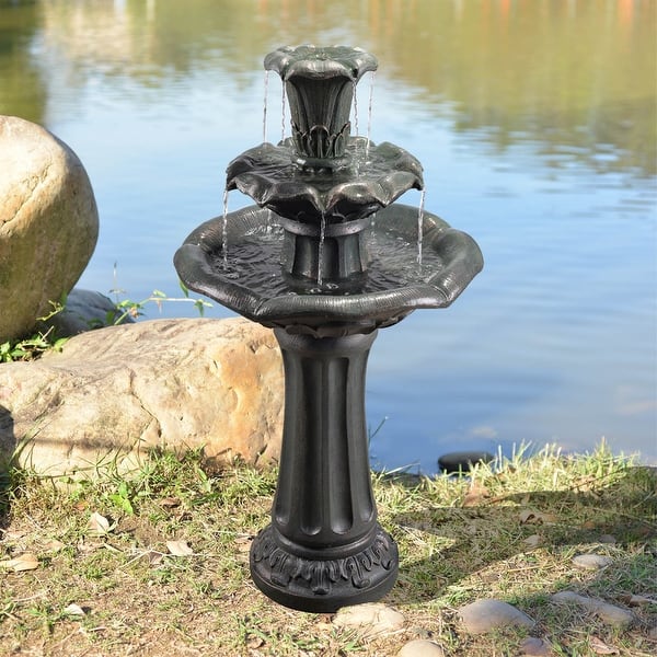 slide 2 of 4, Teamson Home - Outdoor Lily Tier Fountain