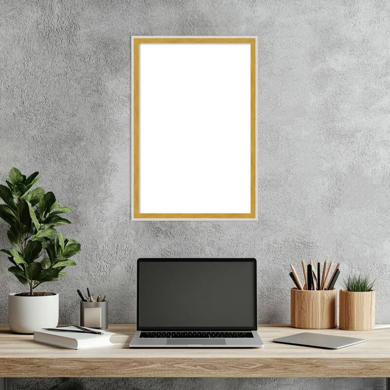 Amanti Art Paige White Gold Framed Dry Erase Magnetic Board
