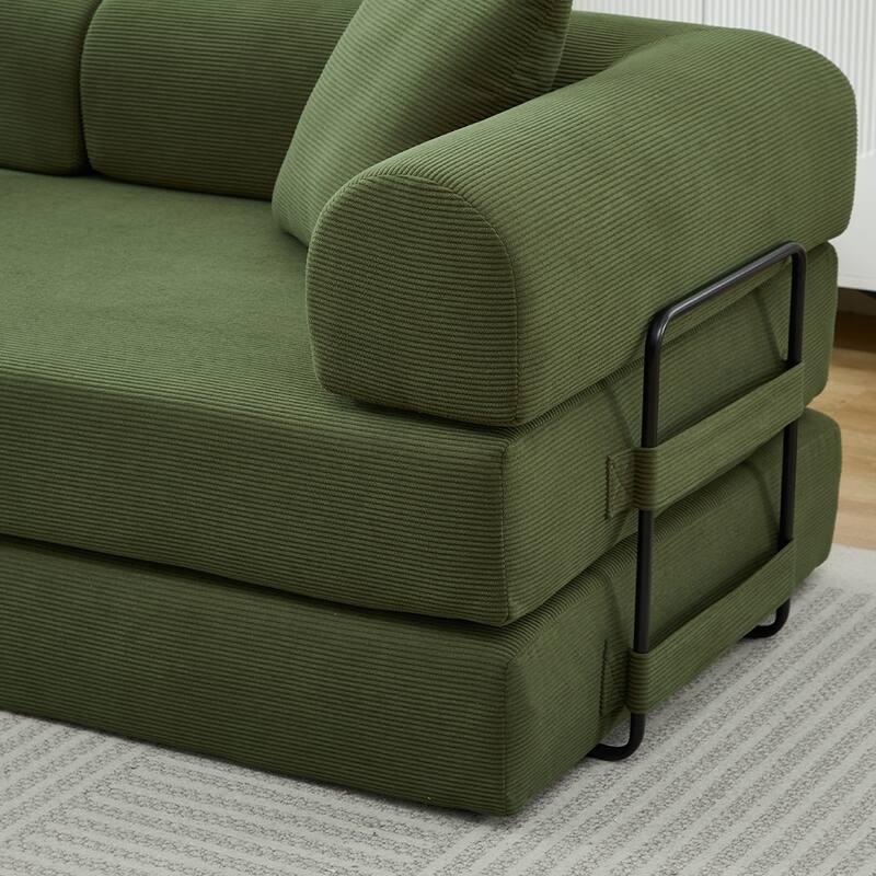 Folding Upholstered Sofa Bed, 78.5" Convertible Sleeper Sofa Bed with 2 Pillows, Fold Out Loveseat Couch, Futon Couch