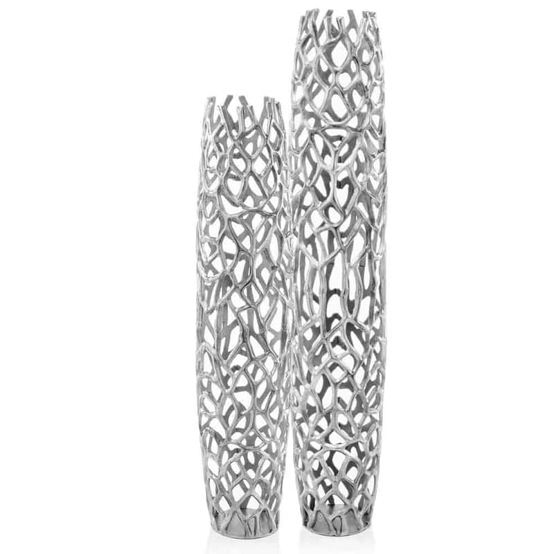 HomeRoots 47" Modern Rustic Silver Twigs Barrel Style Floor Vase - 9