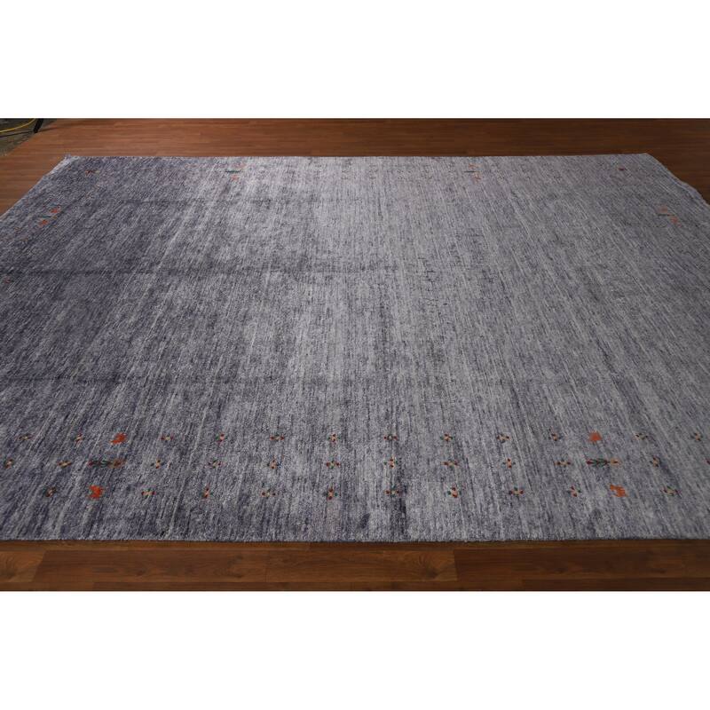 Hand Knotted Oriental 100% Wool Carpet Tribal Tribal Navy Blue & Blues Gabbeh Area Rug - 12' 1'' X 9' 1''