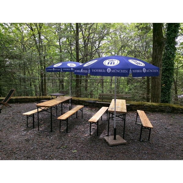 3 Pcs Wooden Beer Table Bench Folding Set Top Picnic Patio Garden