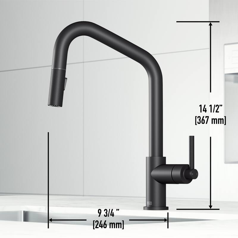 VIGO Utopia 14" H Single Handle Pull-Down Sprayer Kitchen Bar Faucet