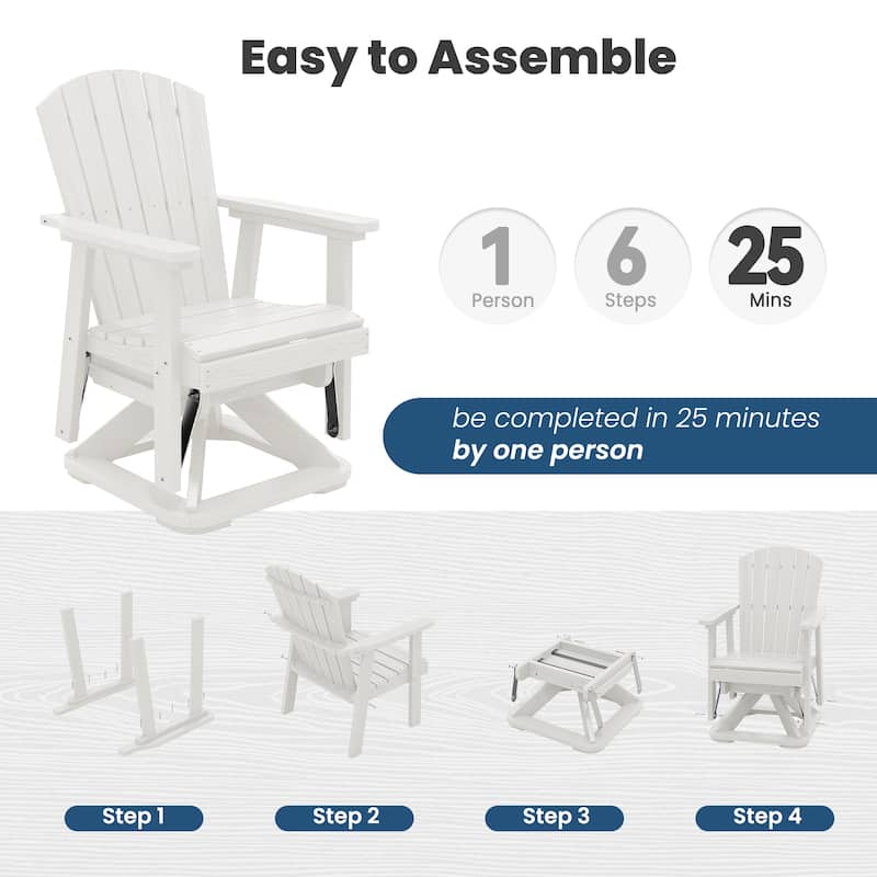 Set of 2 HDPE Adirondack Swivel Gliders, Outdoor Patio Chair Set