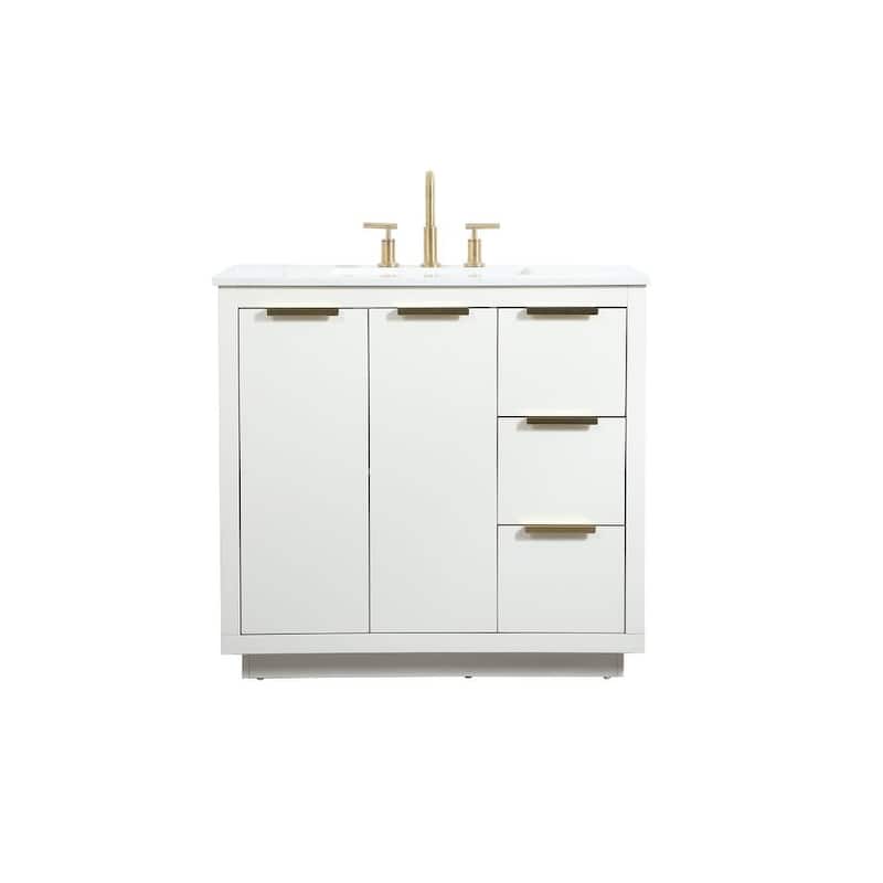 Elegant Lighting VF19436 Blake 36" Free Standing Single Basin Vanity - White - Painted