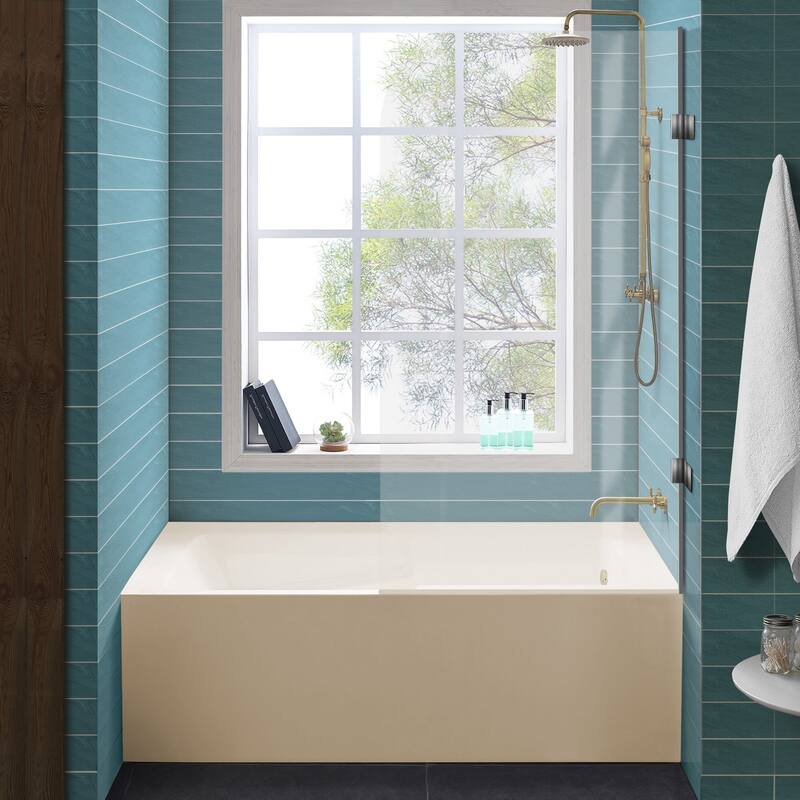 Swiss Madison Voltaire, Acrylic White, Alcove, Integral Armrest, Bathtub with Apron - 60x30 Right - Bisque