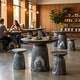 preview thumbnail 9 of 29, Studio London Faux Travertine Bistro Table Maddox Concrete Patio Table - 35.4"W x 35.4"D x 29.5"H