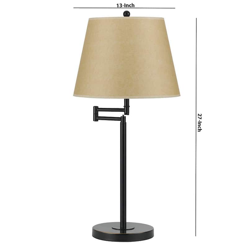 Metal Round 3 Way 27" Table Lamp with Spider Type Shade, Bronze and Brown