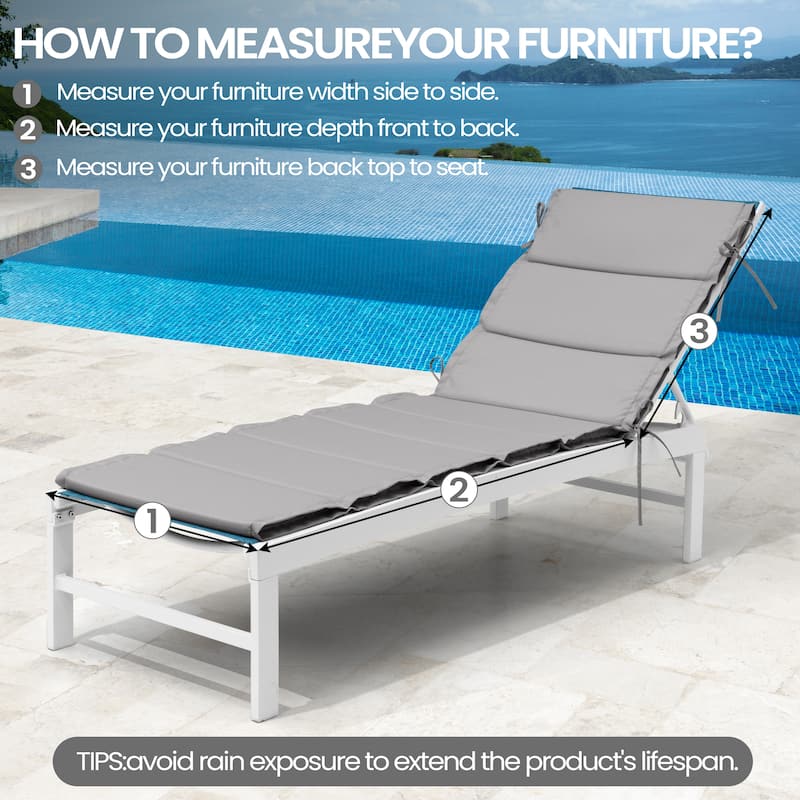 Pellebant Outdoor Patio Chaise Lounge Cushion Lounger Pad