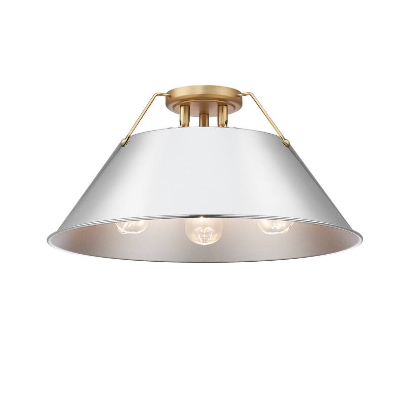 Orwell 3-Light Flush Mount in Brushed Champagne Bronze with Chrome - Gold