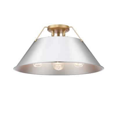 Orwell 3-Light Flush Mount in Brushed Champagne Bronze with Chrome - Gold