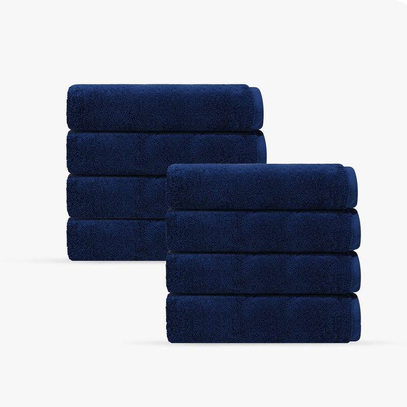 Puresoft 8 pcs Turkish Wash Towels Set - Navy