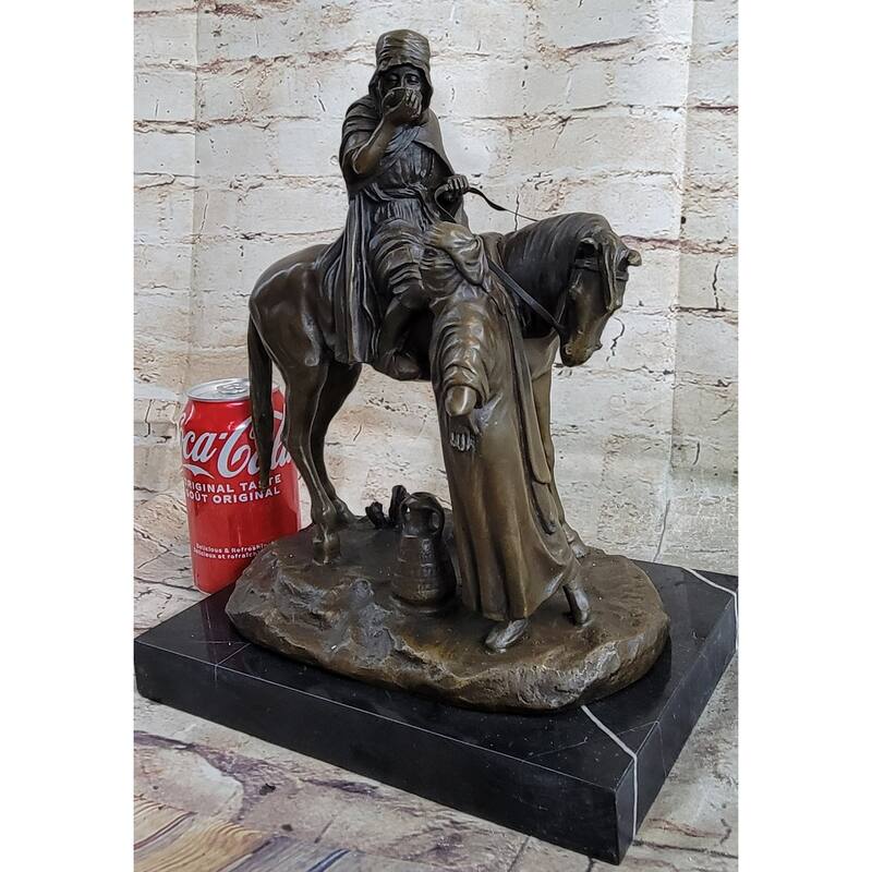 Arabian Man On Imitative Horseback Bronze Sculpture Statue Arab Imitative Horse Rider By Dubucand