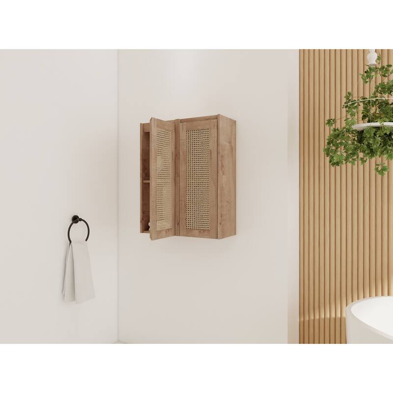 Modern Wall-Mounted Bathroom Side Cabinet, Space-Saving Floating Storage Cabinet with Reversible Door