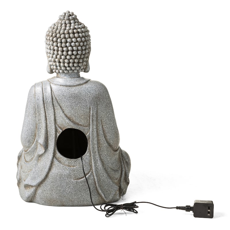 Glitzhome Polyresin Meditating Buddha Frog/Elephant Statue Outdoor Water Fountain with LED Lights