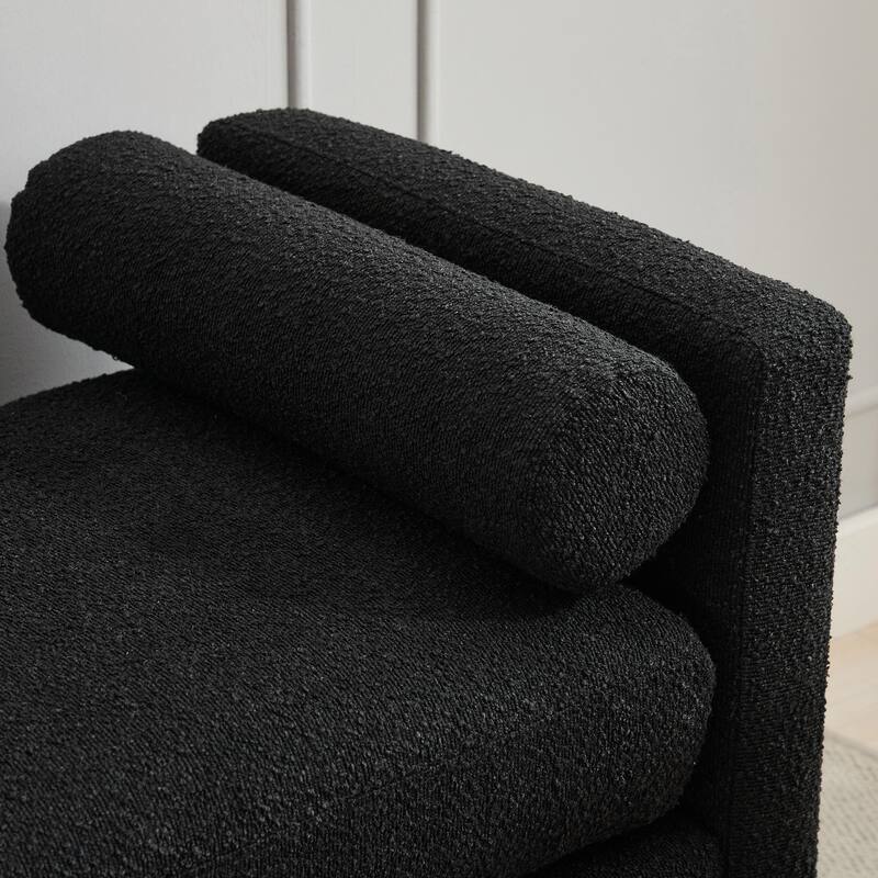 ​66" Upholstered Storage Bench - PU with Bolster Pillows