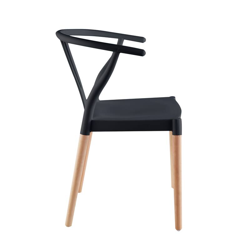 Porthos Home Lyra Plastic Dining Chairs with Beechwood Legs, Set of 2