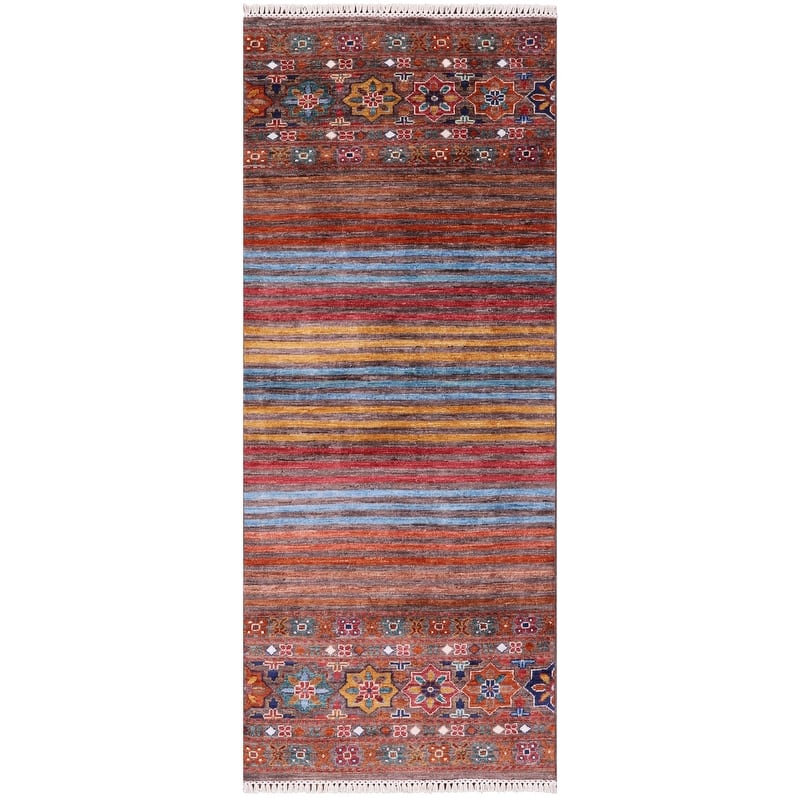 Golden Nile Khorjin Persian Gabbeh Hand Knotted Wool Runner Rug - 2' 7" X 6' 6" Runner
