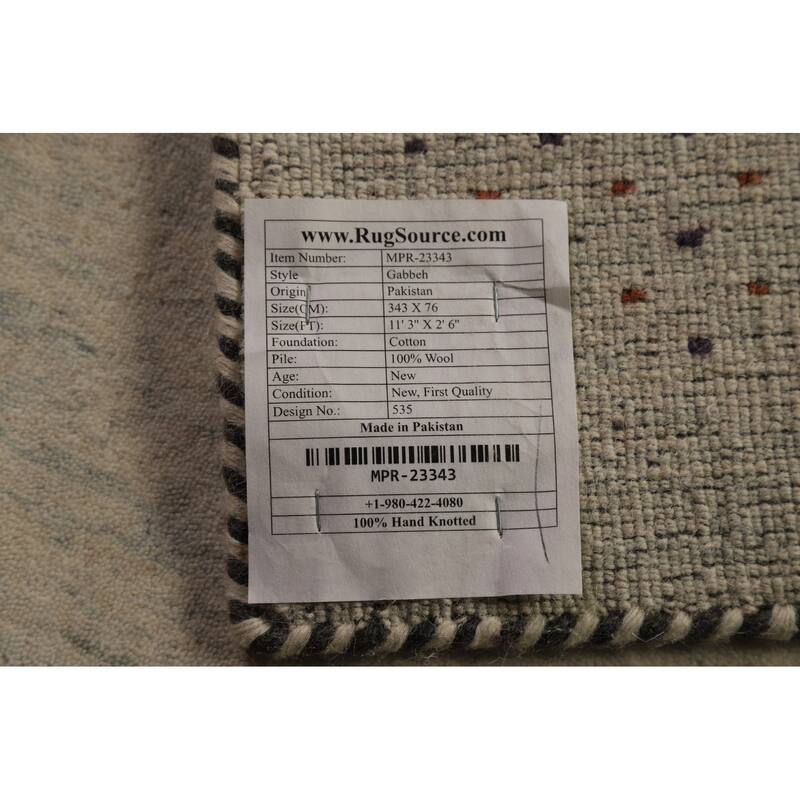 Little Animals Design Gabbeh Runner Rug Handmade Beige Wool Carpet - 2'6" x 11'3"