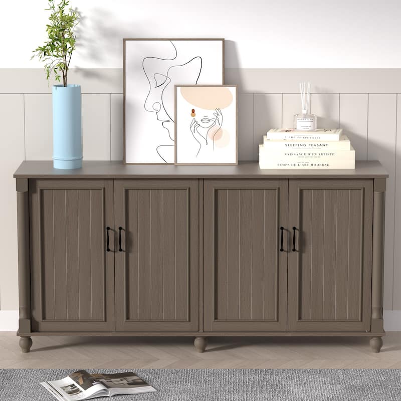Kitchen Sideboard Coffee Bar Cabinet Accent Storage Cabinet - Brown