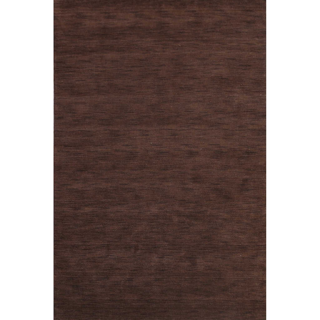 Brown Solid Gabbeh Oriental Wool Area Rug Hand-knotted Bedroom Carpet - 6'2" x 9'2"