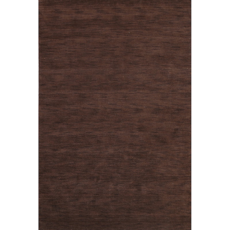 Brown Solid Gabbeh Oriental Wool Area Rug Hand-knotted Bedroom Carpet - 6'2" x 9'2"