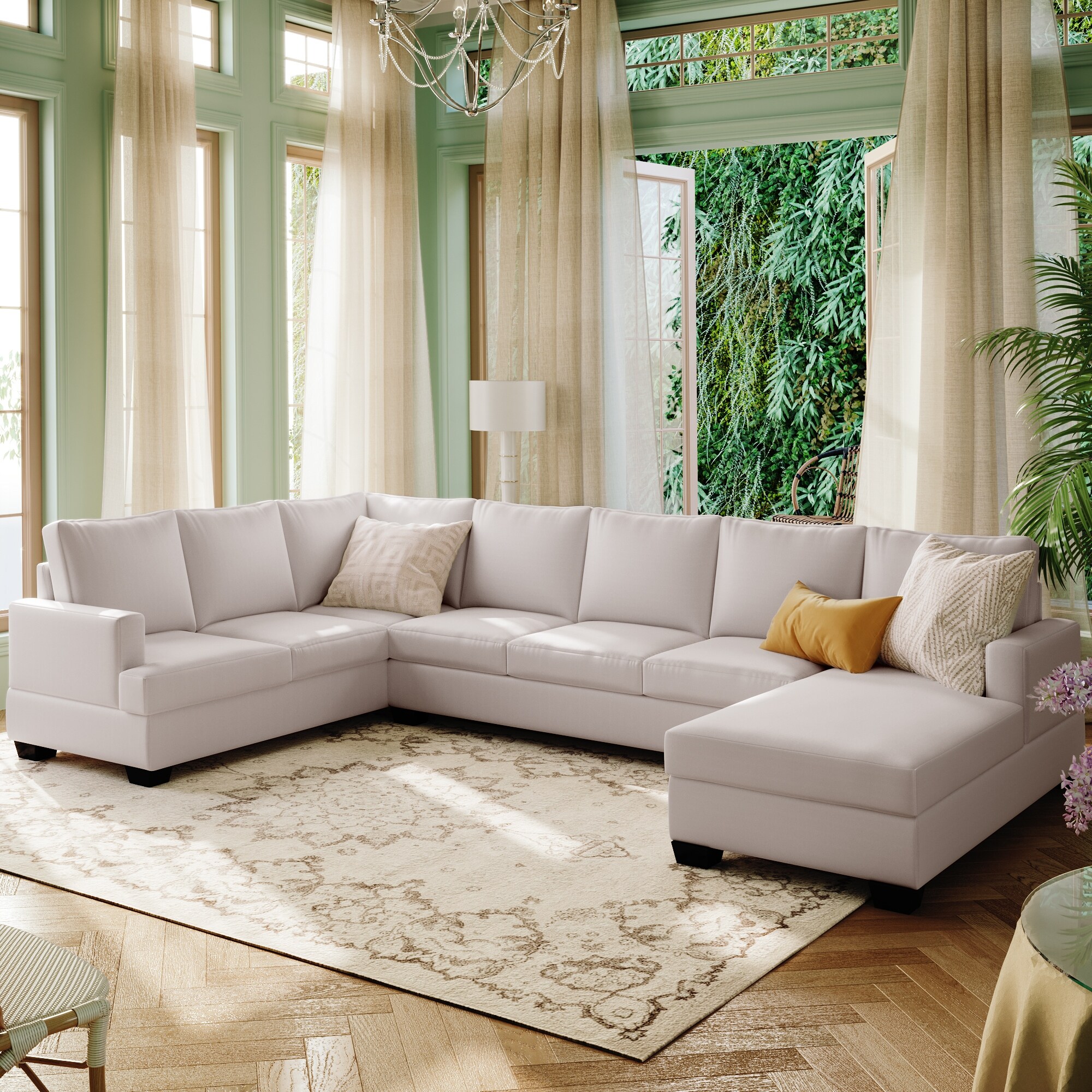 Extra long outlet leather sectional