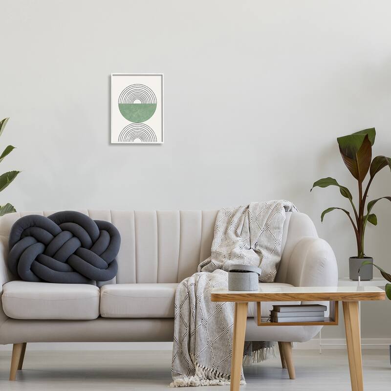 Stupell Abstract Geometric Circular Study Curved Art Deco Framed Giclee Texturized Art by Daphne Polselli