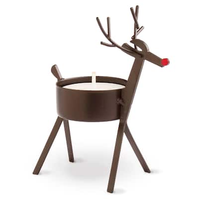 Bronze Reindeer Tealight Holder Metal Candle Holder for Christmas Decor 3.35 in x 1.70 in x 4.13 in