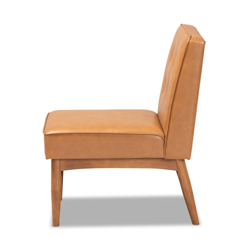 Arvid Tan Faux Leather and Walnut Brown Finished Wood Dining Chair