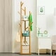 preview thumbnail 1 of 4, Solid Wood Floor Standing Hat Coat Hanger Storage Rack Yellow