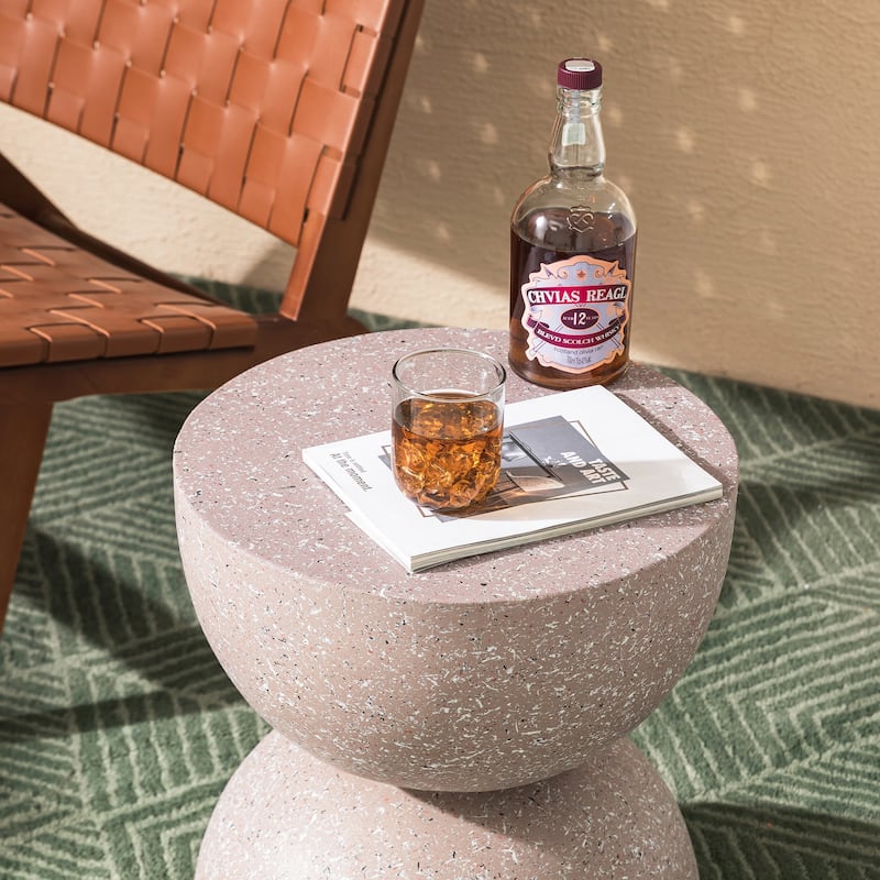 Glitzhome 18"H Modern MGO Faux Terrazzo Garden Stool Planter Stand - 15.75"L X 15.75"W X 17.75"H