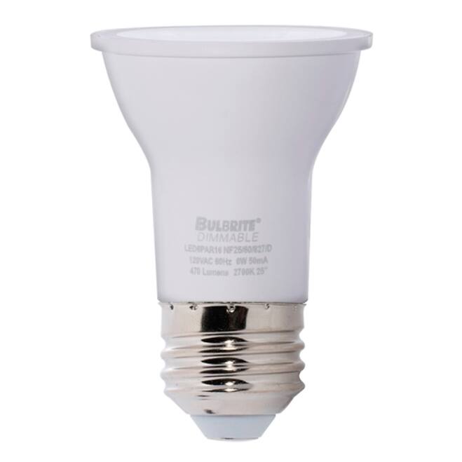 Bulbrite Pack of (3) 5.5 Watt Dimmable Flood PAR16 Twist & Lock Bi-Pin (GU10) LED Bulb - 420 Lumens, 3000K, and 90 CRI