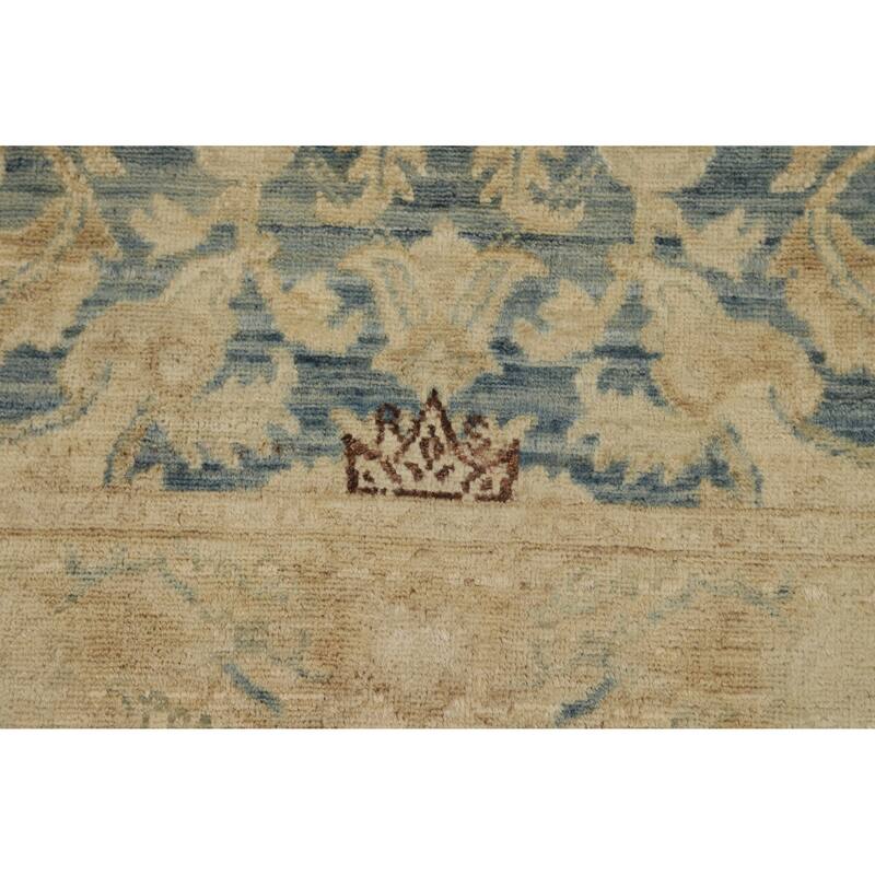 Blue Oushak Turkish Runner Rug Handmade Vegetable Dye Wool Carpet - 3'0"x 10'0"