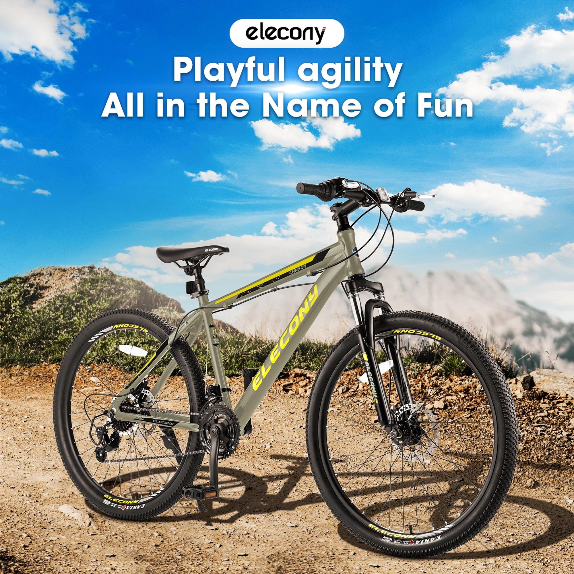 26 in. Grey Mix Aluminum Mountain Bike 21 Speed Mountain Bike Dual