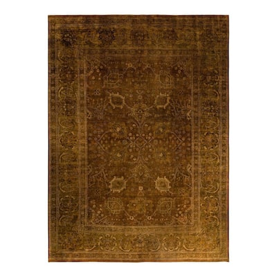 Overdyed, One-of-a-Kind Hand-Knotted Area Rug - Brown - 10' 0" x 13' 9"