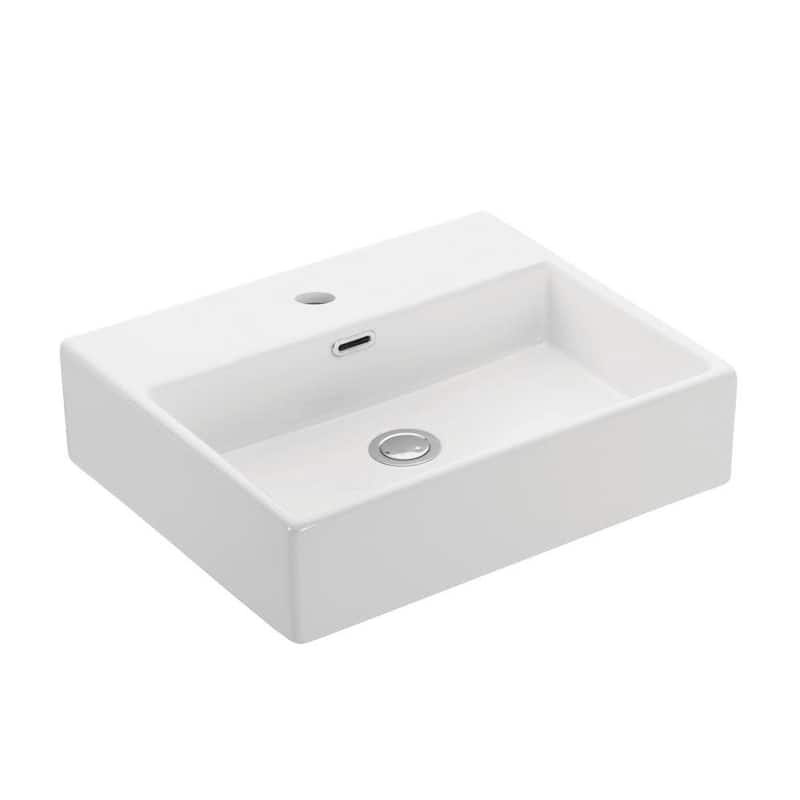 WS Bath Collections Quattro 19-1/2" Ceramic Vessel Wall Mounted - White