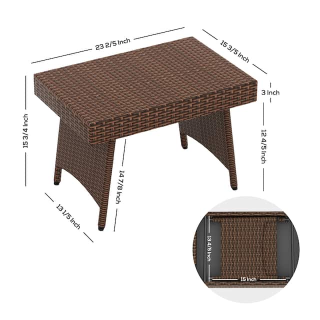 Peader Outdoor Wicker Adjustable Collapsible Folding Table
