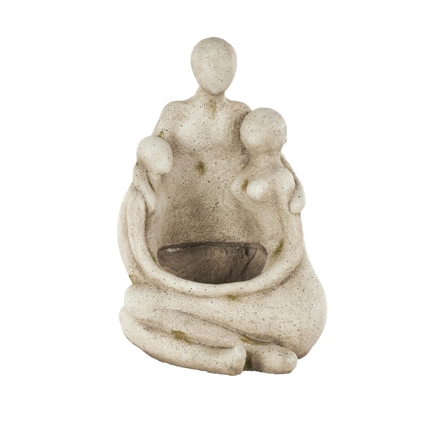 Cream Polystone Sitting Family Indoor Outdoor Planter - 10"W x 12"L x 19"H