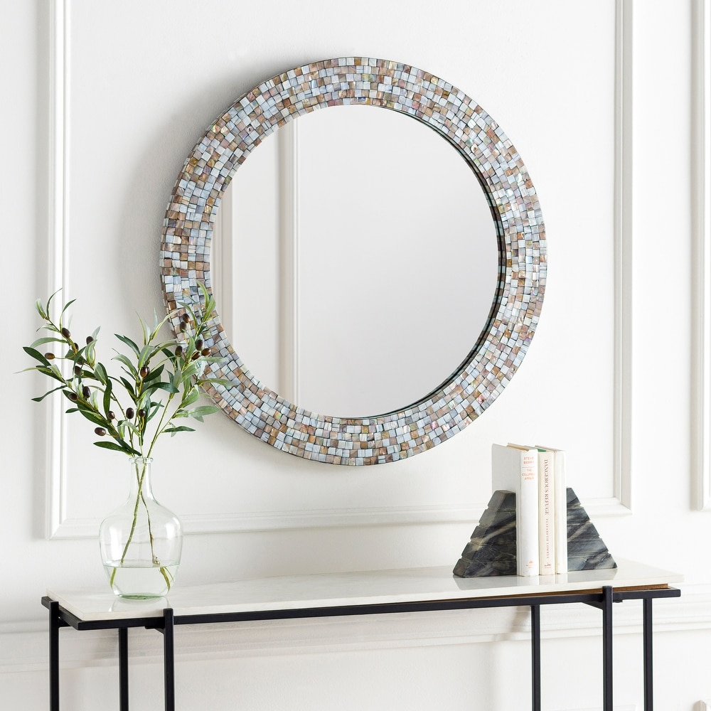 Esme Plastic Decorative Round Wall Mirror in Black in 2023