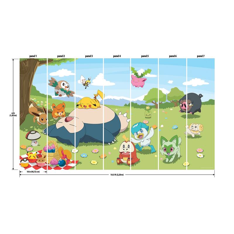 RoomMates Pokémon Picinic Green Peel and Stick Mural