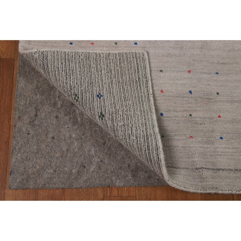 Tribal Gray Gabbeh Indian Area Rug Handmade Wool Carpet - 9'3" x 12'0"