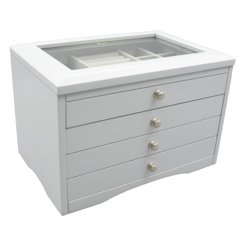 Elegant Grey Lift Top Jewelry Box N/A Bed Bath & Beyond 36661634