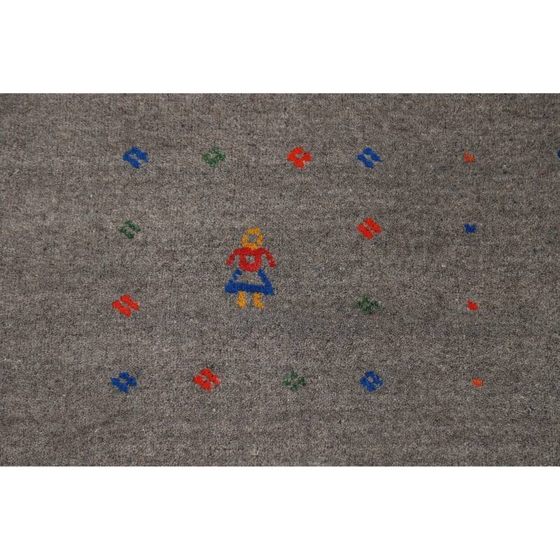 Gray Tribal Gabbeh Oriental Area Rug Handmade Wool Carpet - 8'1" x 9'8"