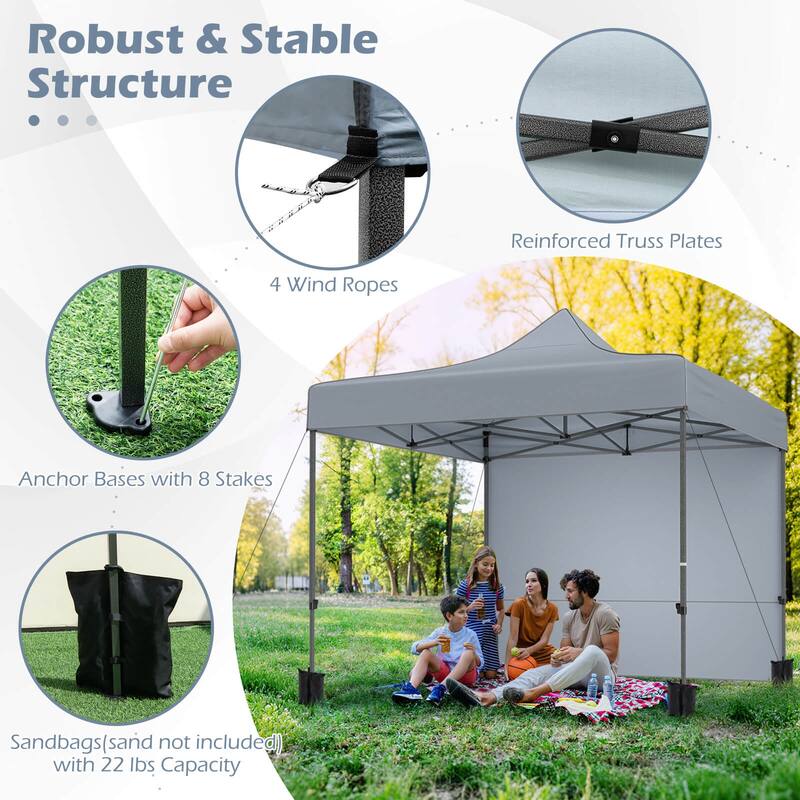 Costway 10 x 10 FT Pop up Canopy Tent with 4 Removable Sidewalls,