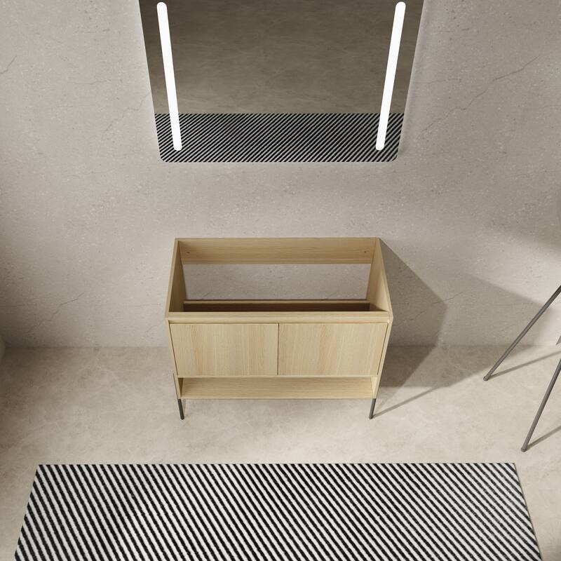 Freestanding Bathroom Cabinet with Four Doors, Floor-to-Ceiling Storage in Engineered Wood (No Top Sink Included)
