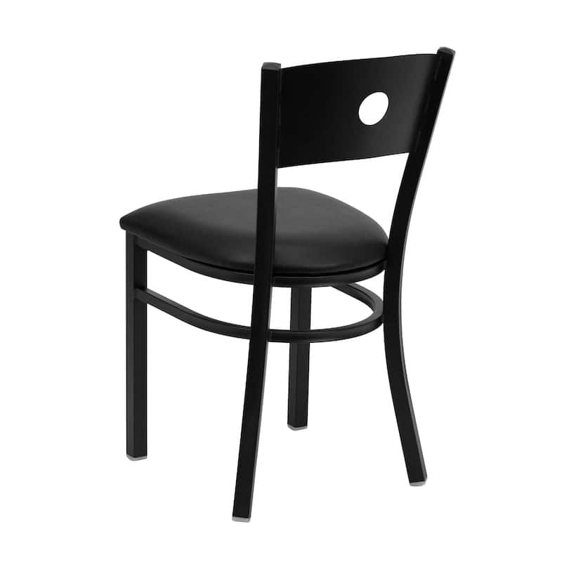 Black Circle Back Metal Restaurant Chair - 17.25"W x 20.25"D x 32.5"H
