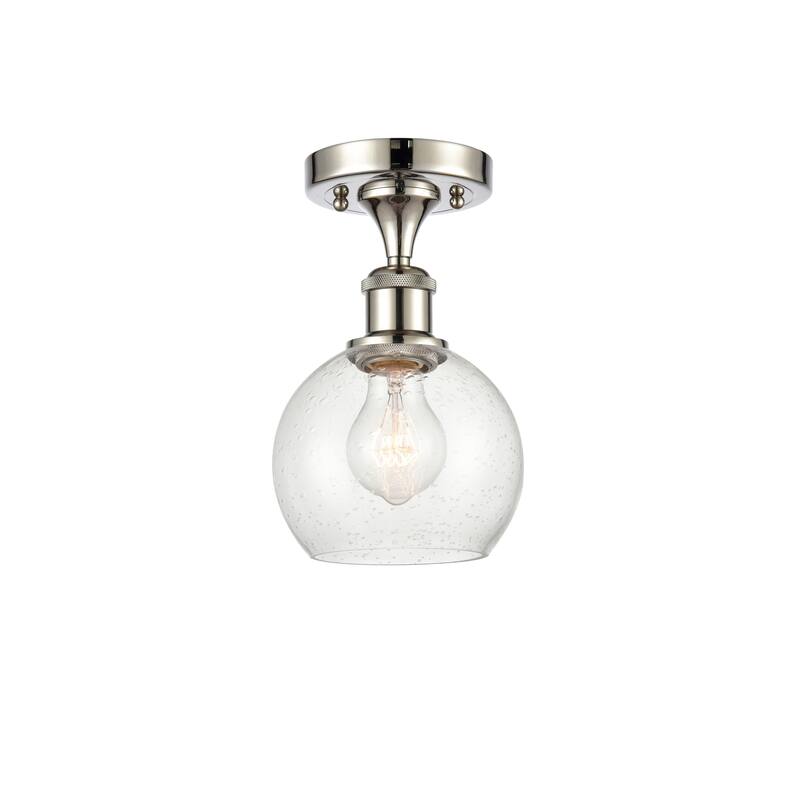 Innovations Lighting Athens - 1 Light 6" Semi-Flush Mount - Polished Nickel/Seedy
