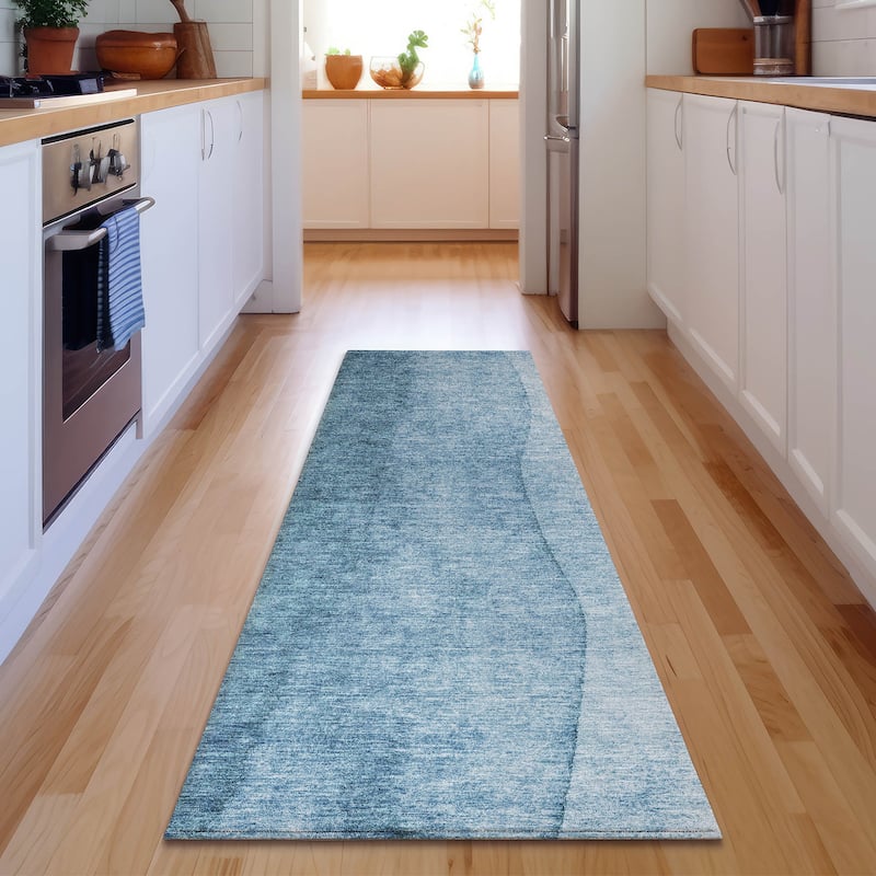 Premium Washable Super Soft Ombre Stripes Mayfield Rug - Blue - 2' 3" x 7' 6" - Runner
